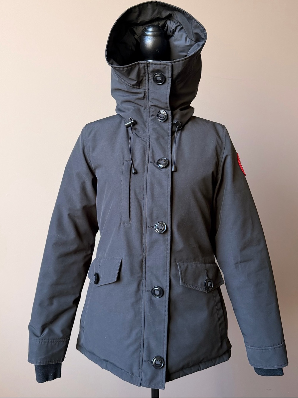 Canada Goose Rideau Slim Fit Black Hooded Women's Parka